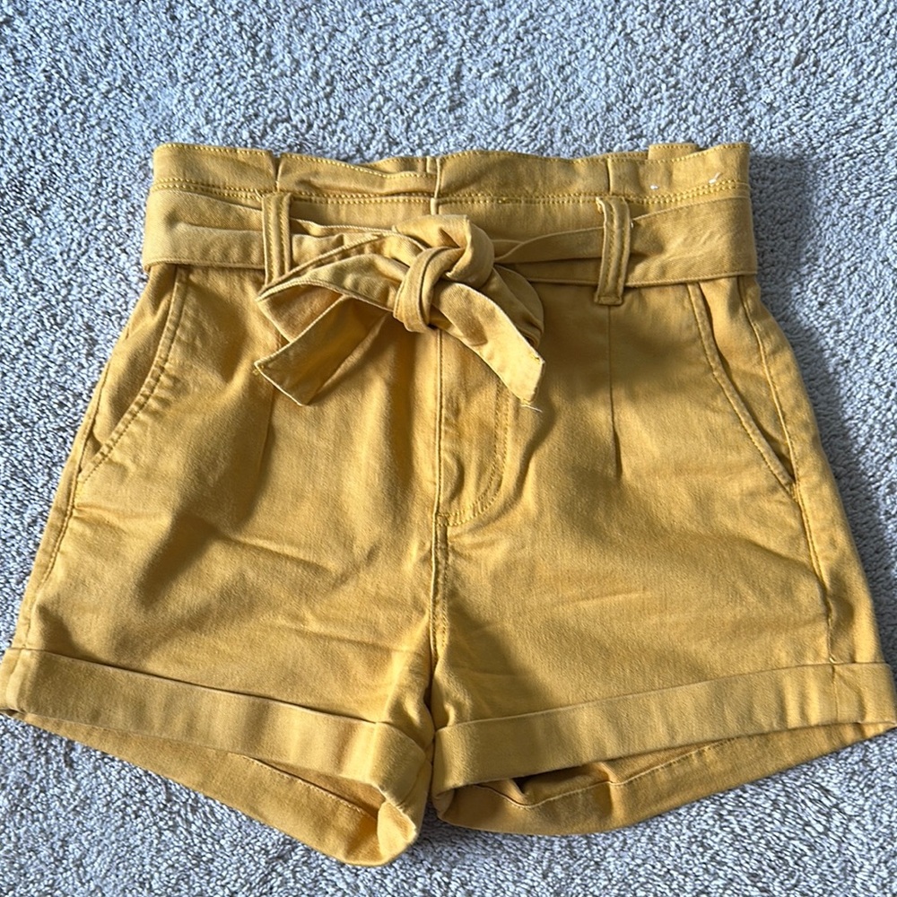 EXPRESS Yellow Tie-Waist Shorts